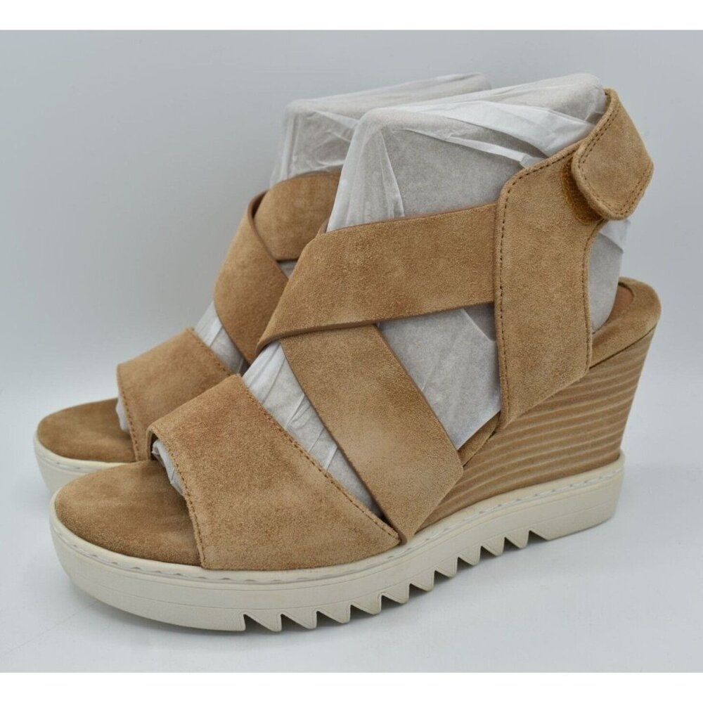 Sofft Womens Size 11 Uxley Desert‎ Suede Platform Wedge Open Toe Sandals Shoes